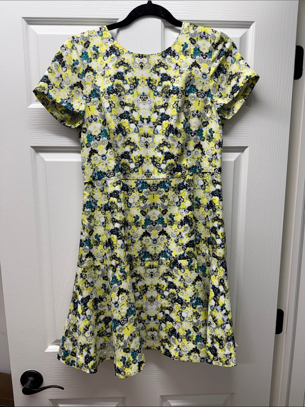 Womens J. Crew Floral Fit-and-Flare Dress - Yellow, Blue & Black